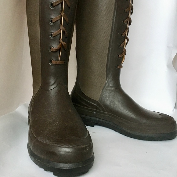 Agile Rain Rubber Boots Tall Lace upSsize EU 39 Made in France Brown - Picture 4 of 10